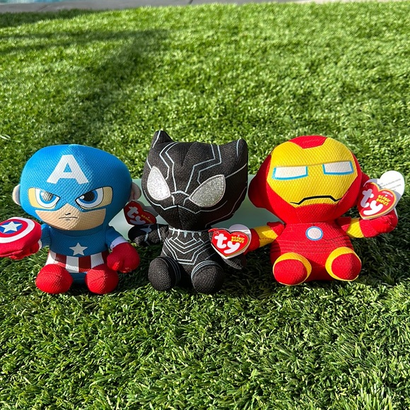 Ty Toys Ty Beanie Babies Marvel Bundle Captain America Iron Man